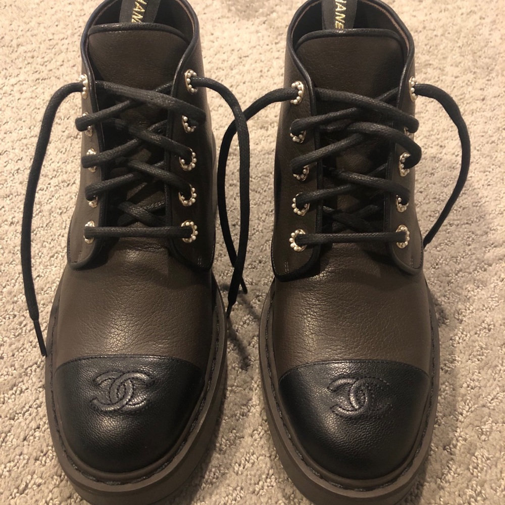 Chanel Riot Lace-Up Booties